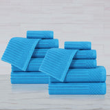 Soho Ribbed Cotton Absorbent Medium Weight 12 Piece Towel Set - Towel Set by Superior Brand