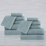 Soho Ribbed Cotton Absorbent Medium Weight 12 Piece Towel Set - Towel Set by Superior Brand