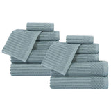 Soho Ribbed Cotton Absorbent Medium Weight 12 Piece Towel Set - Towel Set by Superior Brand