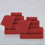 Soho Ribbed Cotton Absorbent Medium Weight 12 Piece Towel Set - Towel Set by Superior Brand