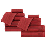 Soho Ribbed Cotton Absorbent Medium Weight 12 Piece Towel Set - Towel Set by Superior Brand
