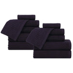 Soho Ribbed Cotton Absorbent Medium Weight 12 Piece Towel Set - Towel Set by Superior Brand