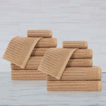 Soho Ribbed Cotton Absorbent Medium Weight 12 Piece Towel Set - Towel Set by Superior Brand