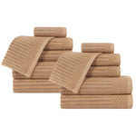 Soho Ribbed Cotton Absorbent Medium Weight 12 Piece Towel Set - Towel Set by Superior Brand