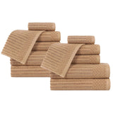 Soho Ribbed Cotton Absorbent Medium Weight 12 Piece Towel Set - Towel Set by Superior Brand