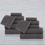 Soho Ribbed Cotton Absorbent Medium Weight 12 Piece Towel Set - Towel Set by Superior Brand