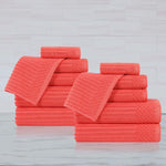 Soho Ribbed Cotton Absorbent Medium Weight 12 Piece Towel Set - Towel Set by Superior Brand
