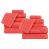 Soho Ribbed Cotton Absorbent Medium Weight 12 Piece Towel Set - Towel Set by Superior Brand