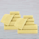 Soho Ribbed Cotton Absorbent Medium Weight 12 Piece Towel Set - Towel Set by Superior Brand