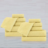 Soho Ribbed Cotton Absorbent Medium Weight 12 Piece Towel Set - Towel Set by Superior Brand