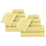 Soho Ribbed Cotton Absorbent Medium Weight 12 Piece Towel Set - Towel Set by Superior Brand