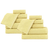 Soho Ribbed Cotton Absorbent Medium Weight 12 Piece Towel Set - Towel Set by Superior Brand