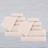 Soho Ribbed Cotton Absorbent Medium Weight 12 Piece Towel Set - Towel Set by Superior Brand