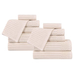 Soho Ribbed Cotton Absorbent Medium Weight 12 Piece Towel Set - Towel Set by Superior Brand