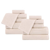 Soho Ribbed Cotton Absorbent Medium Weight 12 Piece Towel Set - Towel Set by Superior Brand