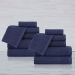Soho Ribbed Cotton Absorbent Medium Weight 12 Piece Towel Set - Towel Set by Superior Brand