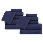 Soho Ribbed Cotton Absorbent Medium Weight 12 Piece Towel Set - Towel Set by Superior Brand