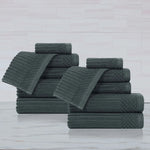 Soho Ribbed Cotton Absorbent Medium Weight 12 Piece Towel Set - Towel Set by Superior Brand