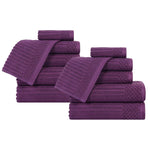 Soho Ribbed Cotton Absorbent Medium Weight 12 Piece Towel Set - Towel Set by Superior Brand