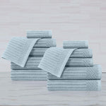 Soho Ribbed Cotton Absorbent Medium Weight 12 Piece Towel Set - Towel Set by Superior Brand