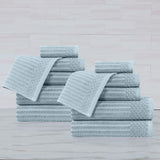 Soho Ribbed Cotton Absorbent Medium Weight 12 Piece Towel Set - Towel Set by Superior Brand