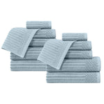 Soho Ribbed Cotton Absorbent Medium Weight 12 Piece Towel Set - Towel Set by Superior Brand