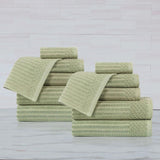Soho Ribbed Cotton Absorbent Medium Weight 12 Piece Towel Set - Towel Set by Superior Brand