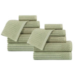 Soho Ribbed Cotton Absorbent Medium Weight 12 Piece Towel Set - Towel Set by Superior Brand