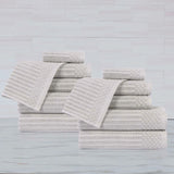 Soho Ribbed Cotton Absorbent Medium Weight 12 Piece Towel Set - Towel Set by Superior Brand