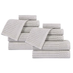 Soho Ribbed Cotton Absorbent Medium Weight 12 Piece Towel Set - Towel Set by Superior Brand