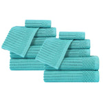Soho Ribbed Cotton Absorbent Medium Weight 12 Piece Towel Set - Towel Set by Superior Brand