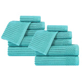 Soho Ribbed Cotton Absorbent Medium Weight 12 Piece Towel Set - Towel Set by Superior Brand
