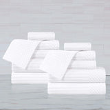 Soho Ribbed Cotton Absorbent Medium Weight 12 Piece Towel Set - Towel Set by Superior Brand