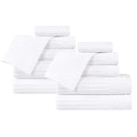 Soho Ribbed Cotton Absorbent Medium Weight 12 Piece Towel Set - Towel Set by Superior Brand