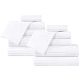 Soho Ribbed Cotton Absorbent Medium Weight 12 Piece Towel Set - Towel Set by Superior Brand