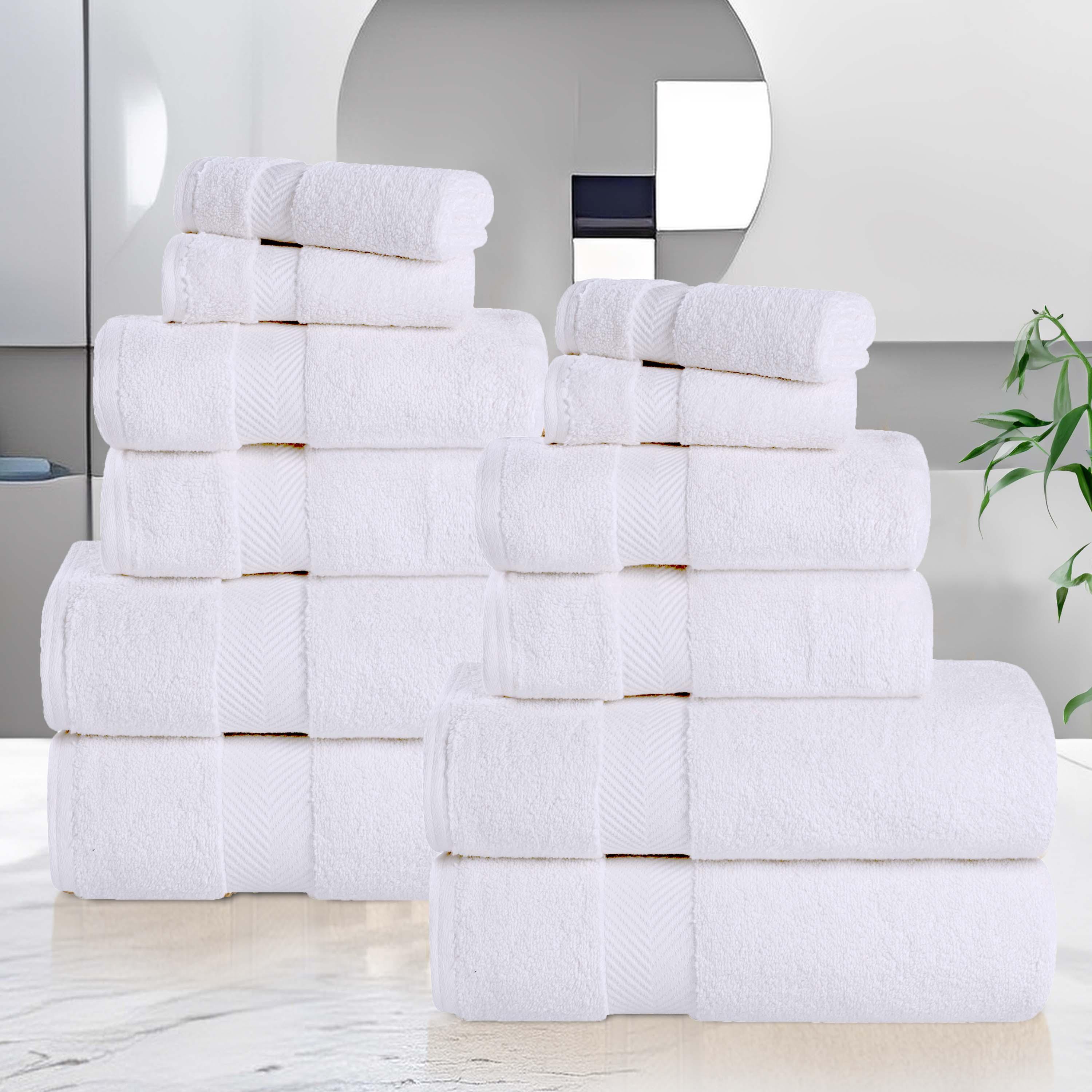 Zero Twist Cotton Ultra-Soft Absorbent Assorted 12 Piece Towel Set - Towel Set by Superior Brand