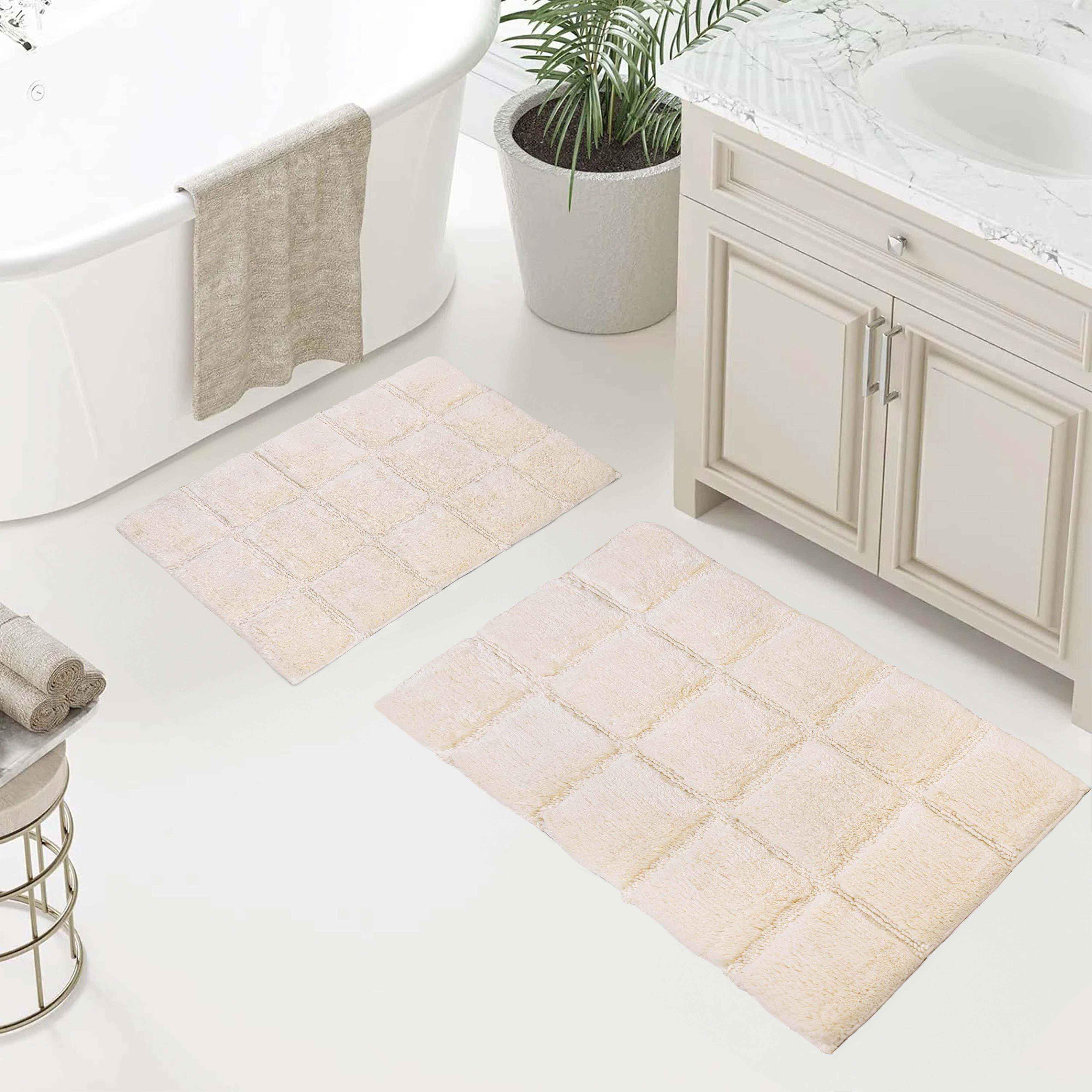 Cotton Checkers Geometric Non-Skid Washable 2 Piece Bath Rug Set - Bath Rugs by Superior Brand