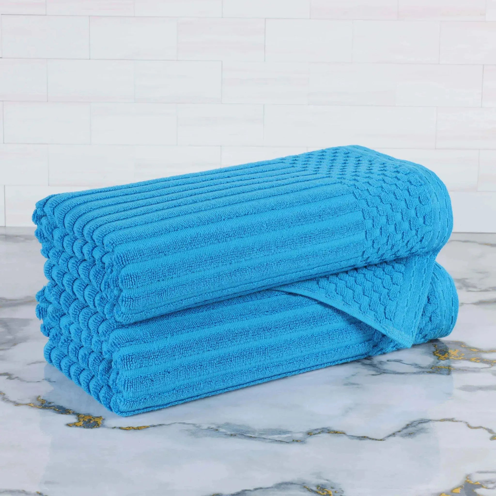 Soho Cotton Ribbed Towel Set 2 Piece - Bath Towel by Superior Brand