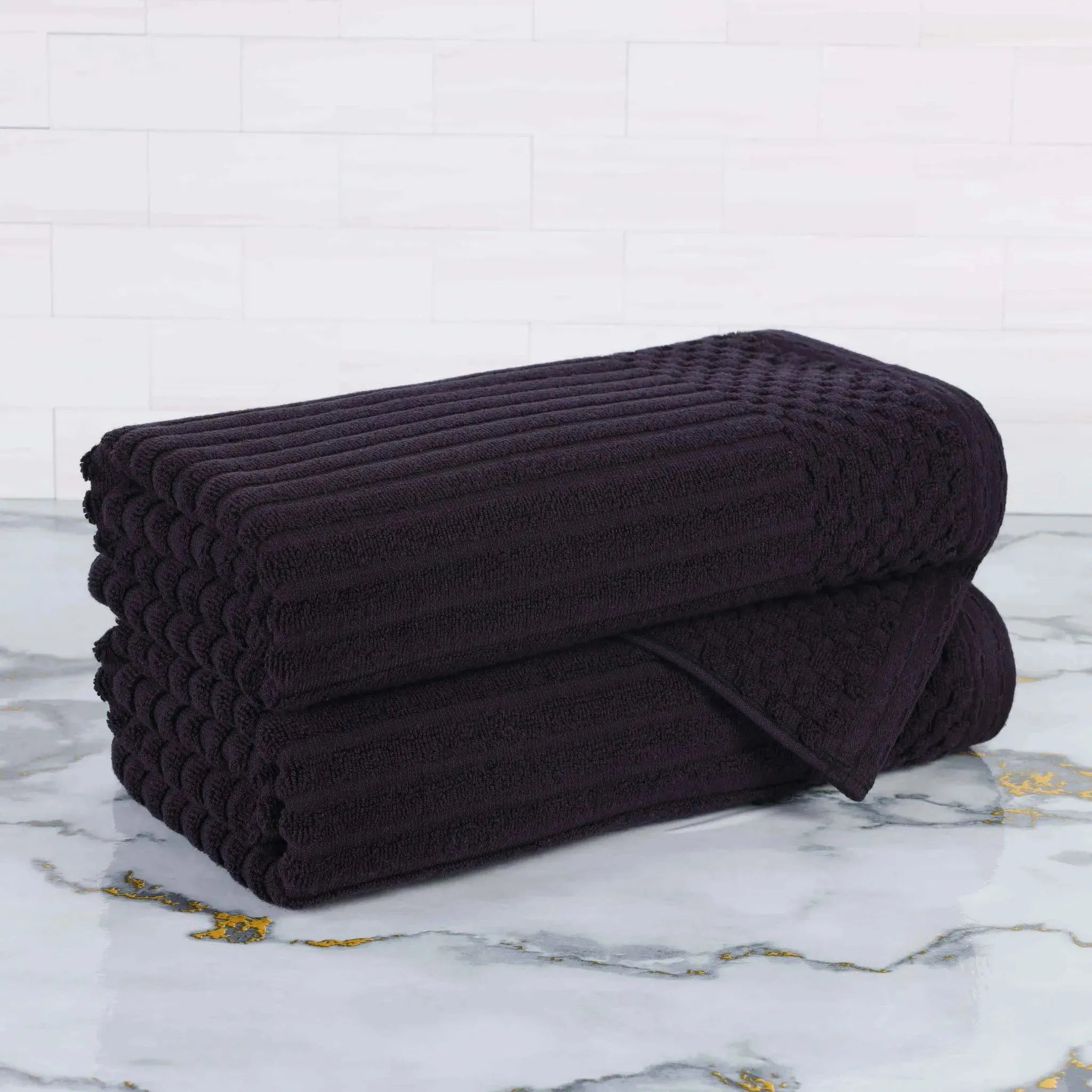 Soho Cotton Ribbed Towel Set 2 Piece - Bath Towel by Superior Brand