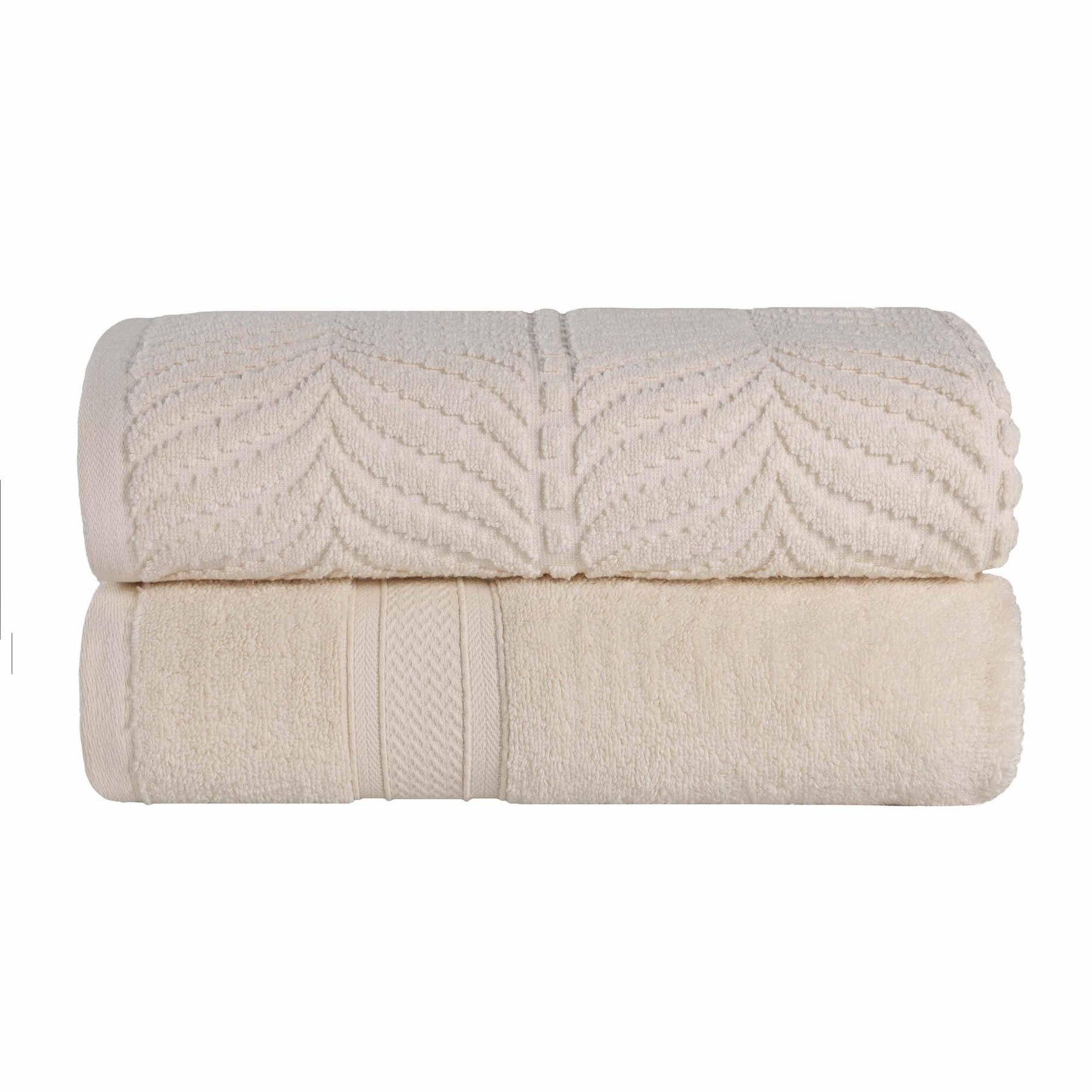 Chevron Zero Twist Cotton Solid and Jacquard Bath Sheet Set of 2