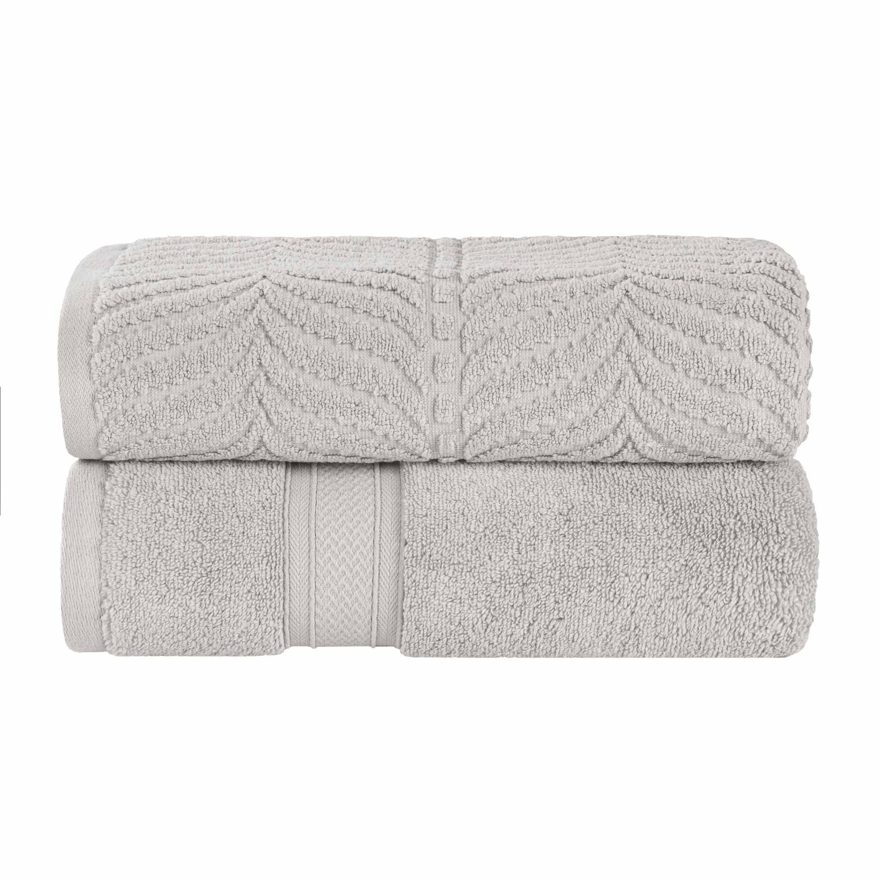 Chevron Zero Twist Cotton Solid and Jacquard Bath Sheet Set of 2
