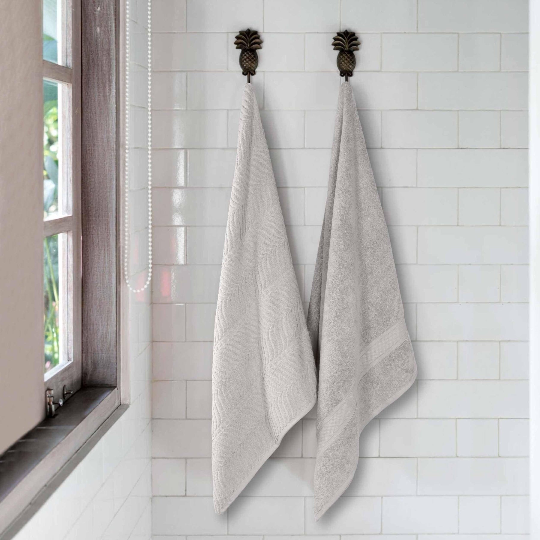 Chevron Zero Twist Cotton Solid and Jacquard Bath Sheet Set of 2