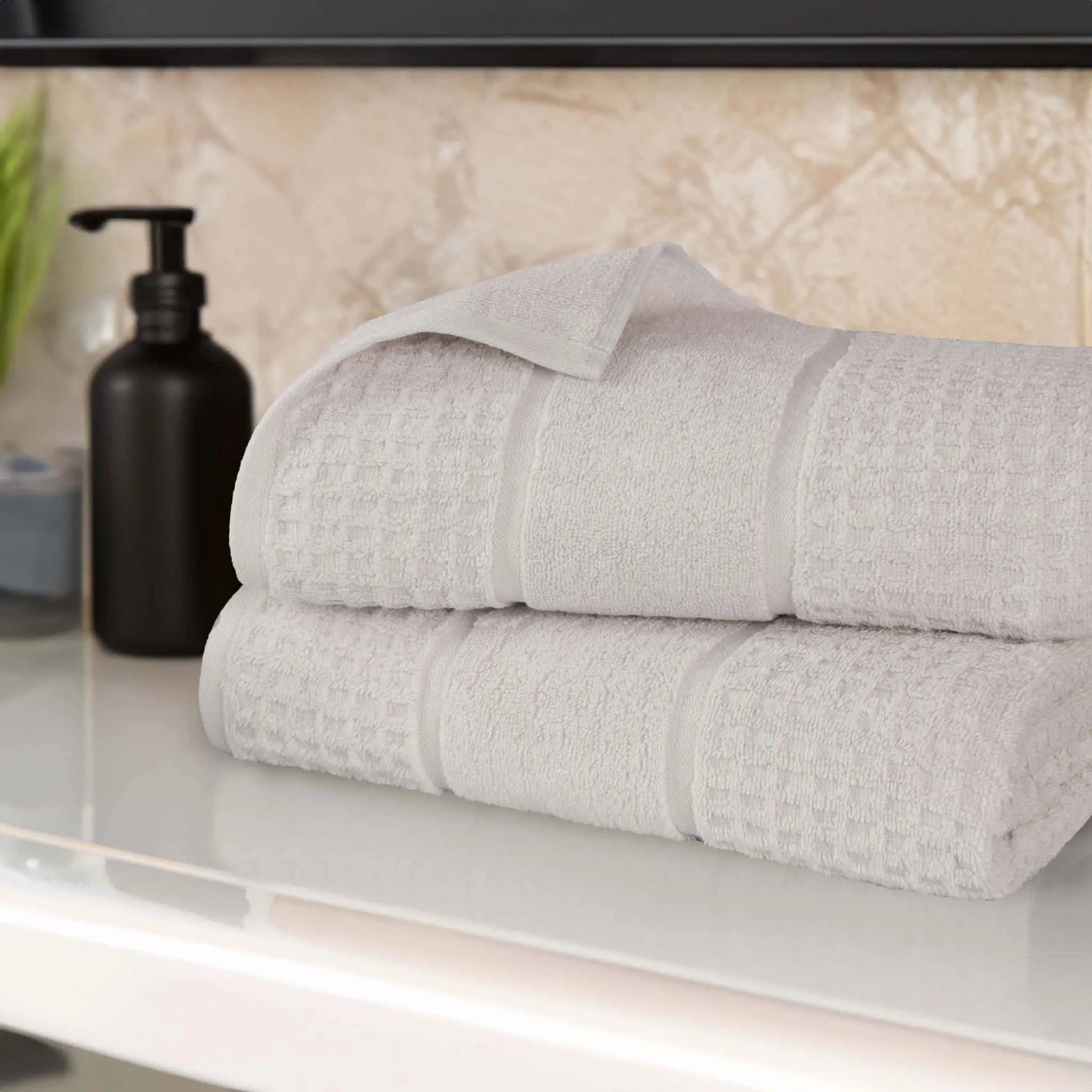 Napa Zero Twist Cotton Solid Waffle Honeycomb Bath Sheet Set of 2 - Towel Set by Superior Brand