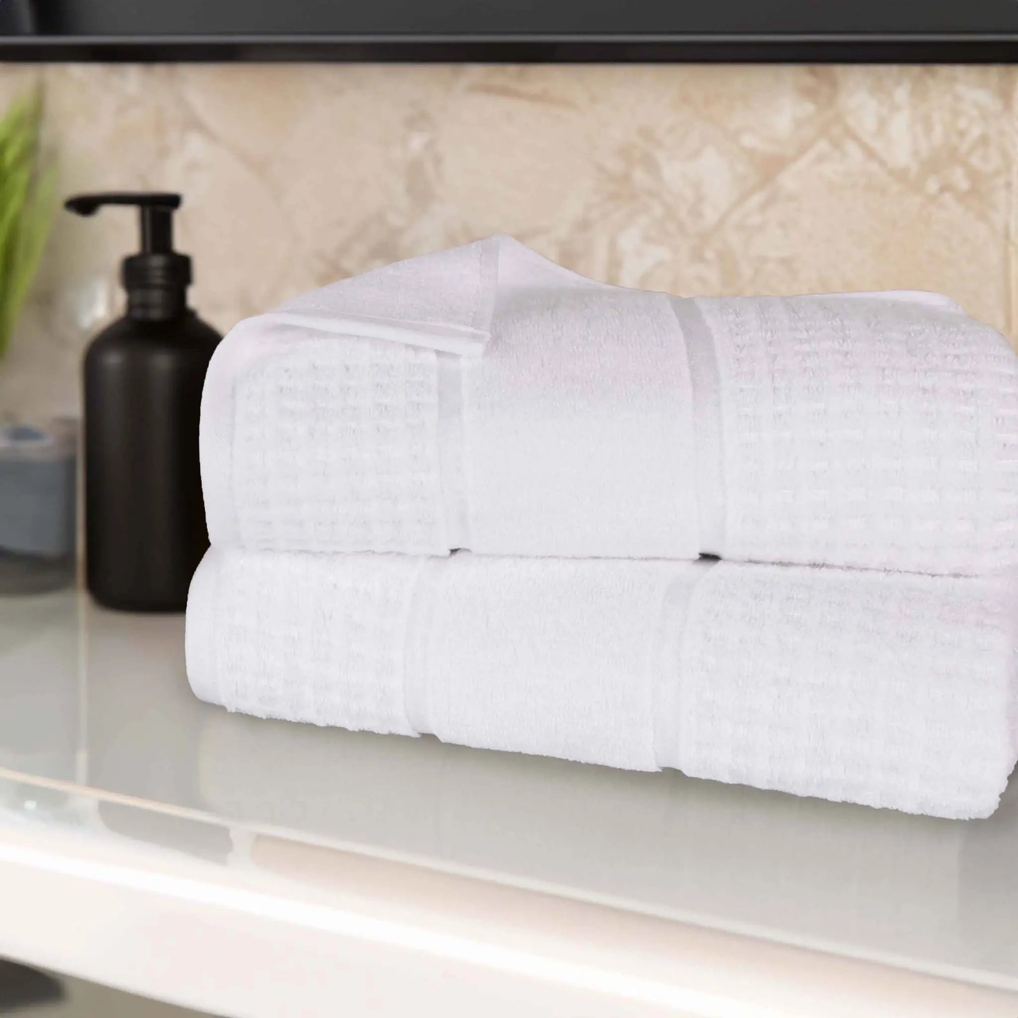 Napa Zero Twist Cotton Solid Waffle Honeycomb Bath Sheet Set of 2 - Towel Set by Superior Brand