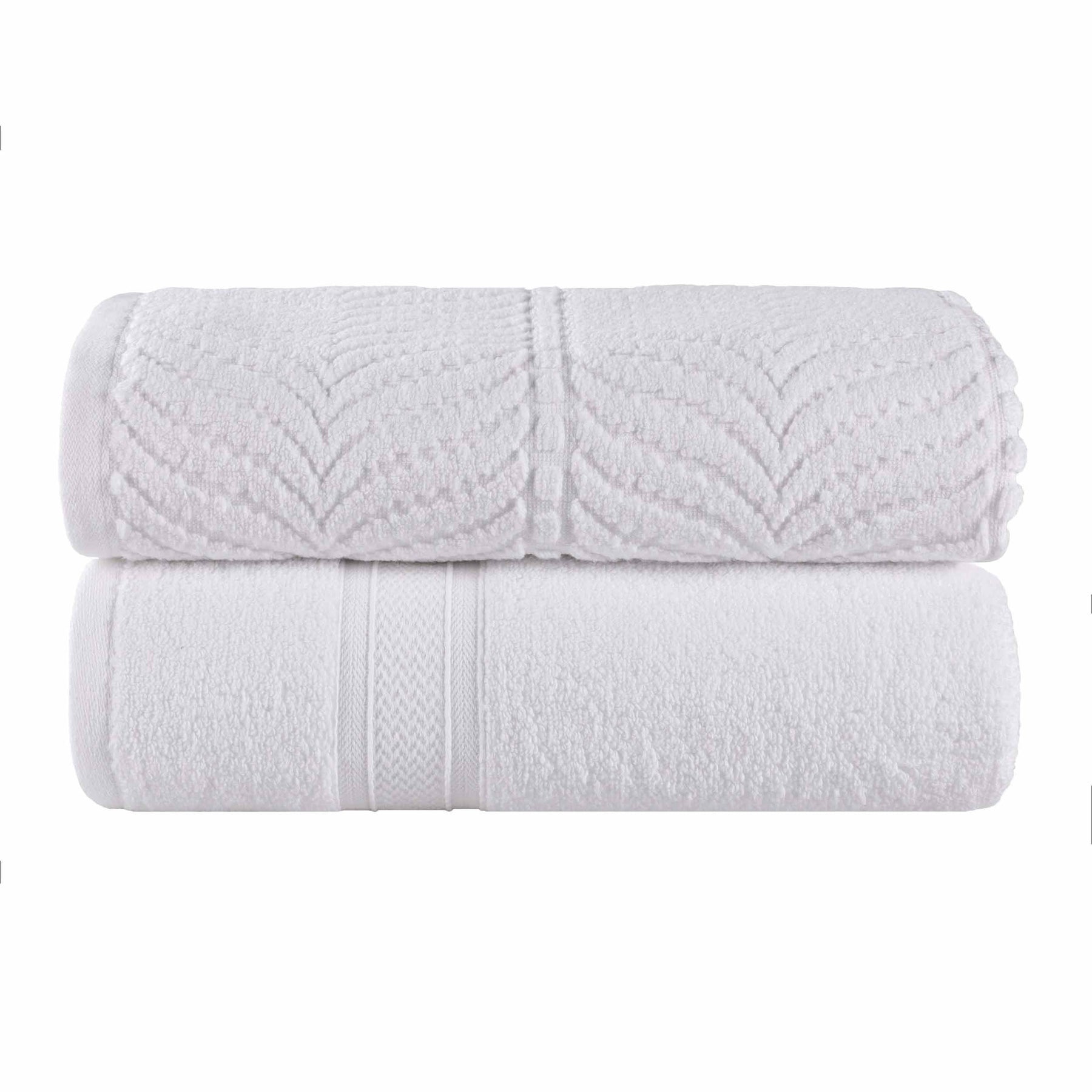 Chevron Zero Twist Cotton Solid and Jacquard Bath Sheet Set of 2