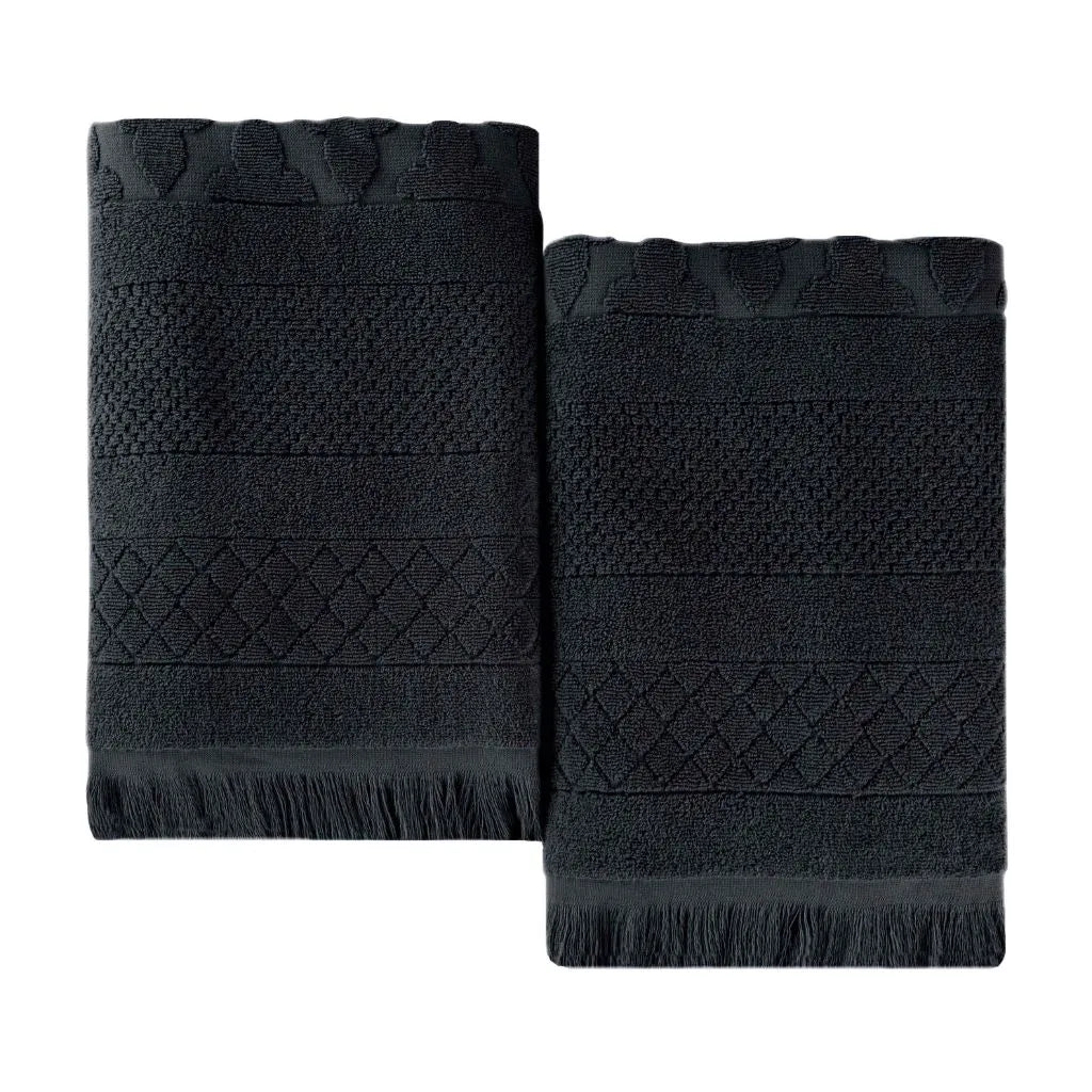 Rolla Cotton Geometric Jacquard Plush Absorbent Bath Sheet Set of 2 - Bath Sheet by Superior Brand