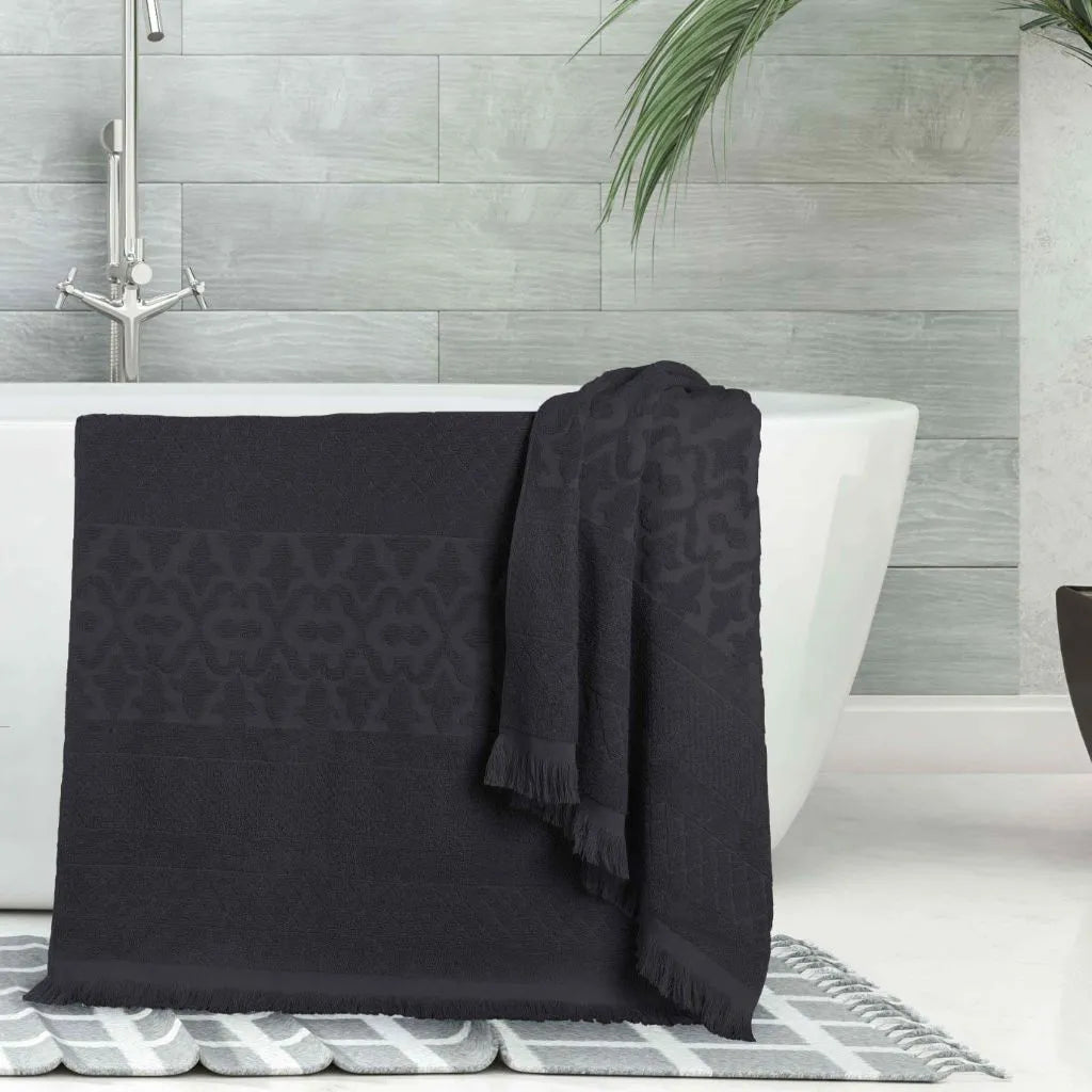 Rolla Cotton Geometric Jacquard Plush Absorbent Bath Sheet Set of 2 - Bath Sheet by Superior Brand