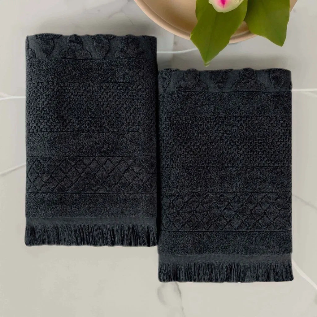 Rolla Cotton Geometric Jacquard Plush Absorbent Bath Sheet Set of 2 - Bath Sheet by Superior Brand
