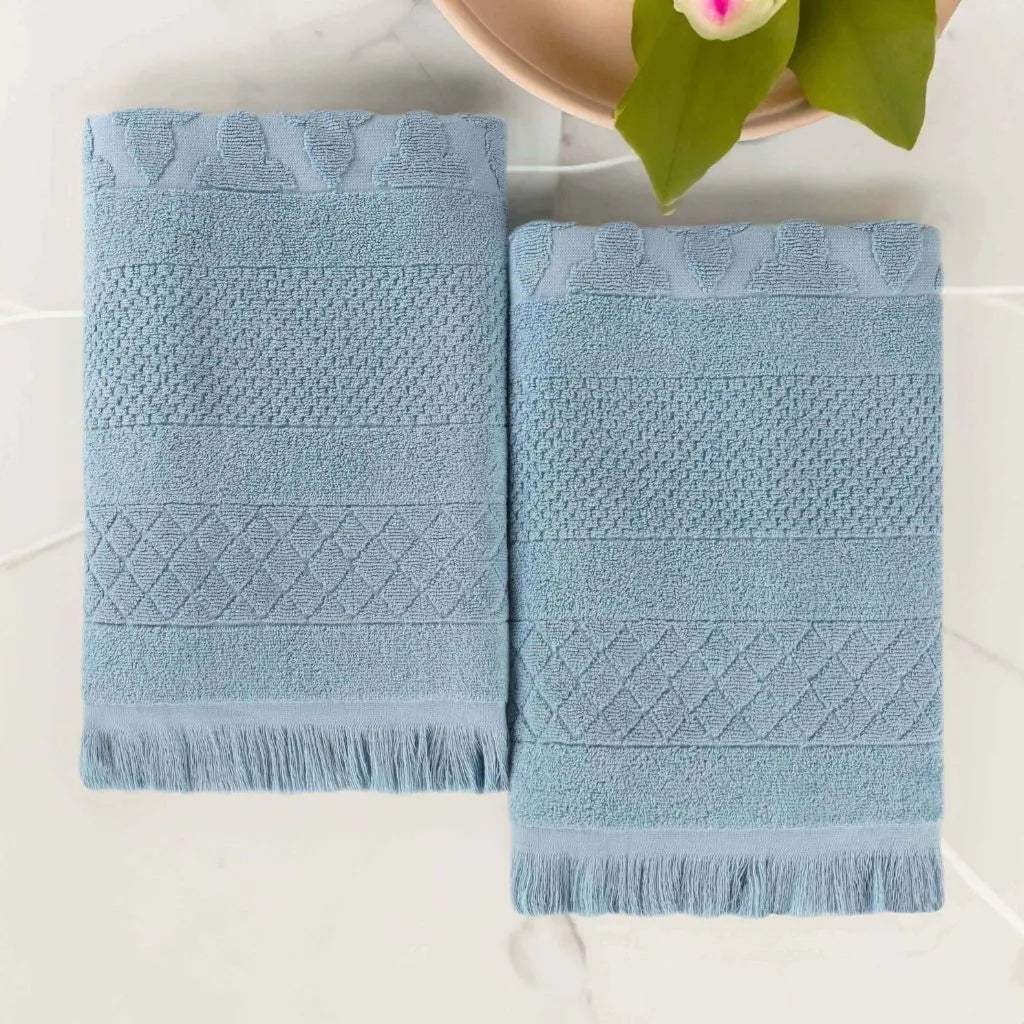 Rolla Cotton Geometric Jacquard Plush Absorbent Bath Sheet Set of 2 - Bath Sheet by Superior Brand
