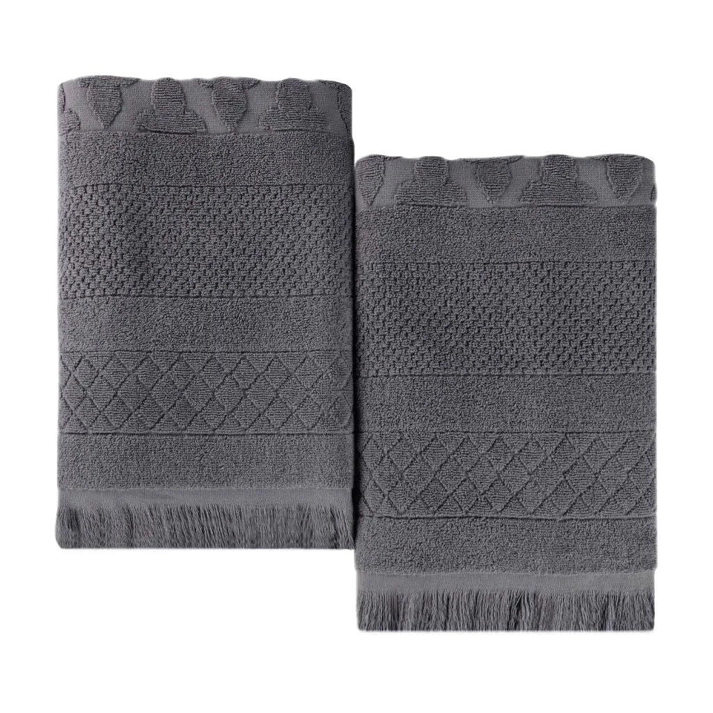 Rolla Cotton Geometric Jacquard Plush Absorbent Bath Sheet Set of 2 - Bath Sheet by Superior Brand